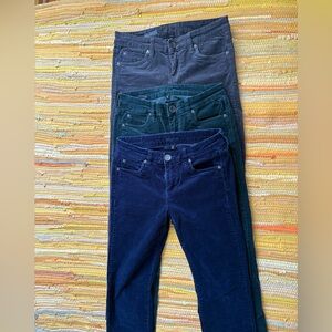 Kut from the Kloth Set of Three Corduroy Pants in Blue, Green, and Gray
